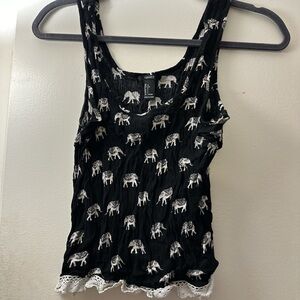 Forever 21 black and white elephant print tank top
